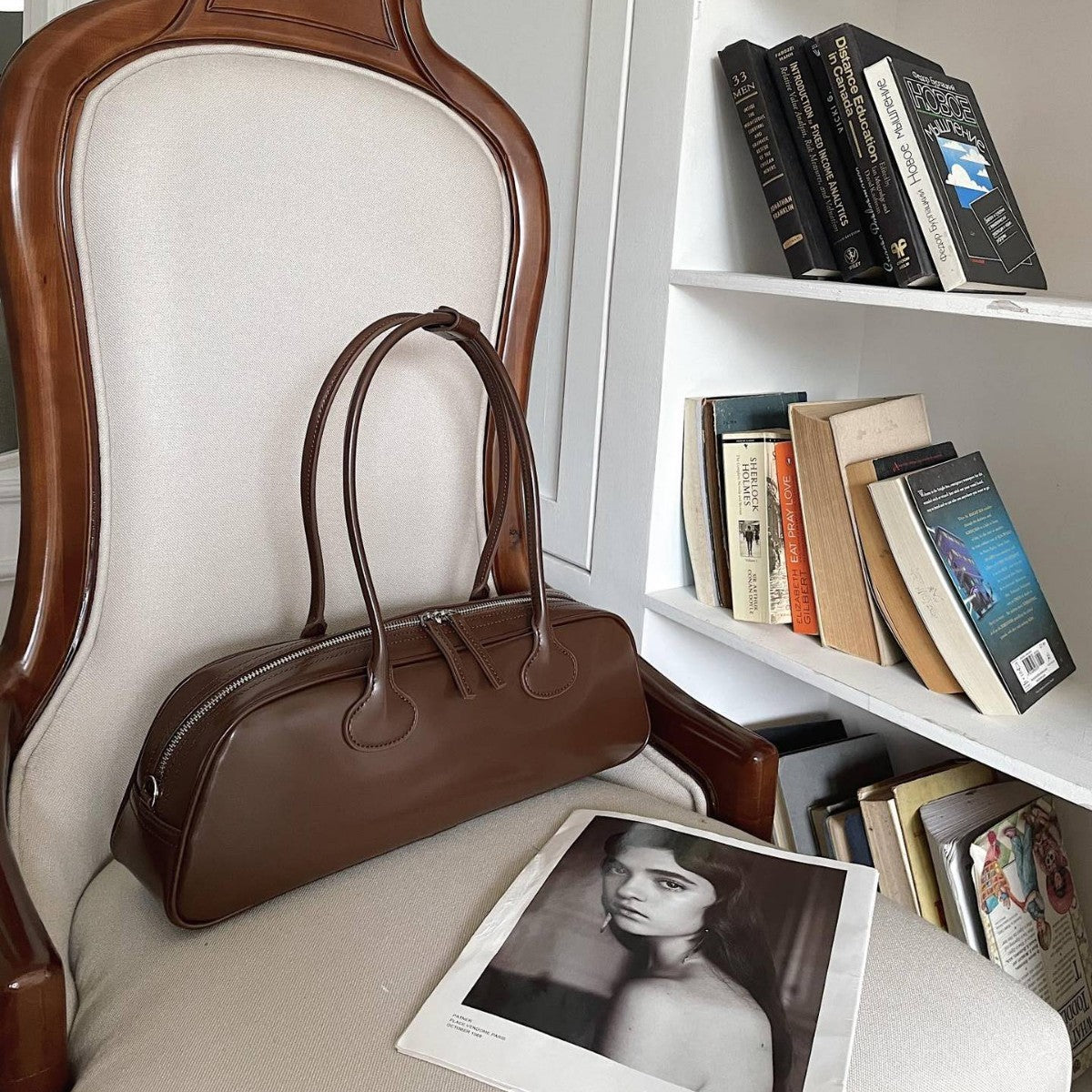 Sac à main "baril"- style Rétro - en cuir de vachette