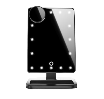 Miroir tactile de maquillage multifonctions - 20 LED - haut-parleurs Bluetooth - grossissant 10 fois