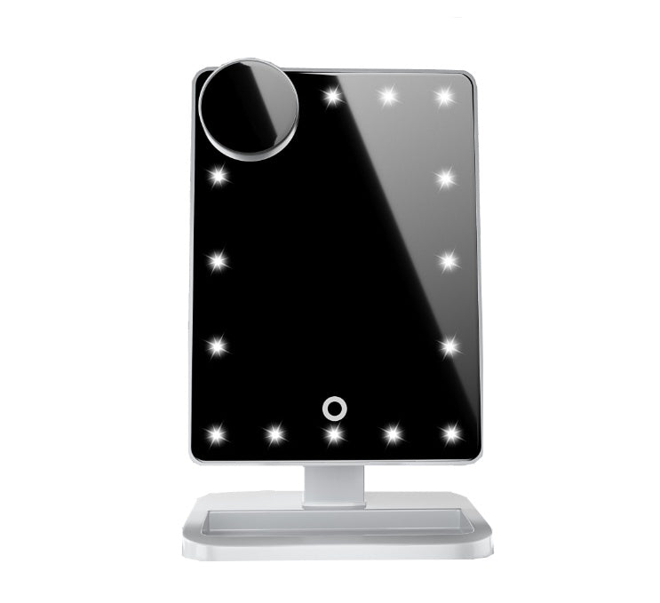 Miroir tactile de maquillage multifonctions - 20 LED - haut-parleurs Bluetooth - grossissant 10 fois