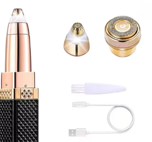 Rasoir tondeuse 2-en-1 rechargeable pour sourcils et corps.