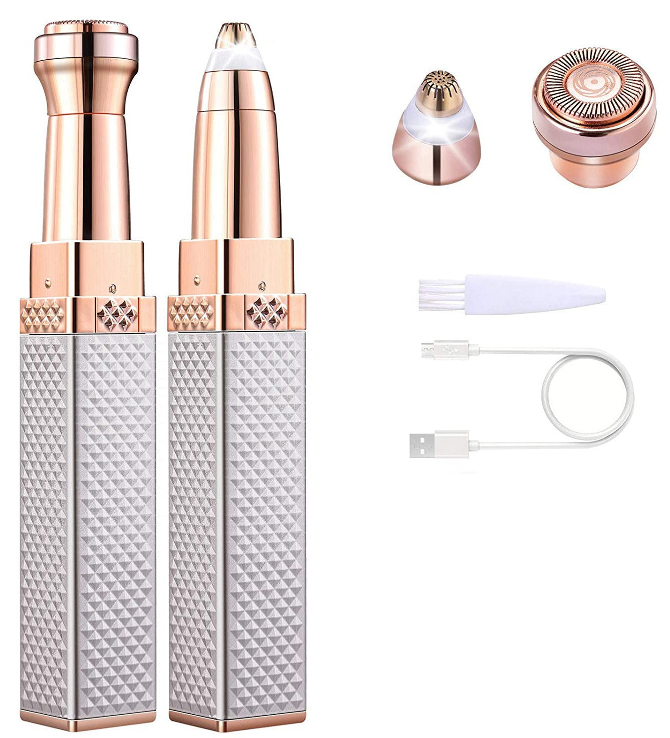 Rasoir tondeuse 2-en-1 rechargeable pour sourcils et corps.